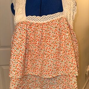 Floral Sleeveless Babydoll Top with Lace Detail